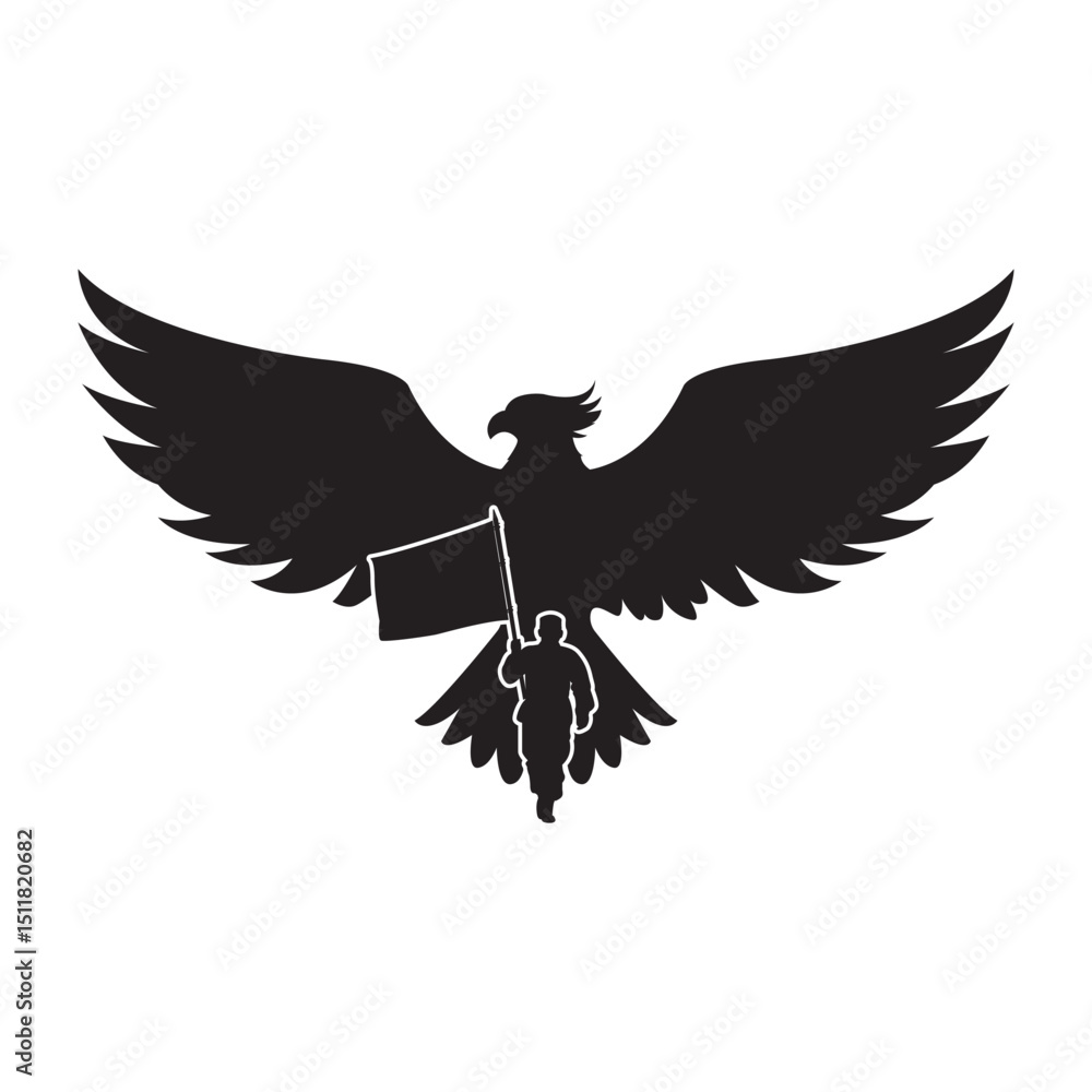 Obraz premium silhouette of garuda bird and soldiers, the form of national symbol