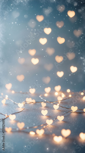 Silver background soft glowing pastel heart dreamy bokeh abstract light romantic tone for valentine wedding greeting or love card template aesthetic romantic wallpaper background photo