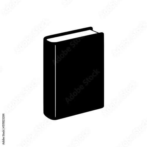 Black hardcover book standing upright on a white background  