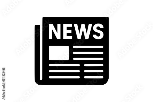 Black and white newspaper icon representing news and information  