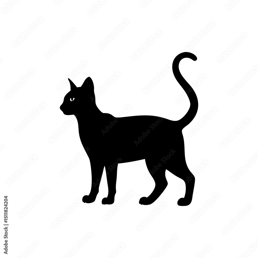 Singapura Cat Silhouette Isolated on Transparent Background Singapura Cat Silhouette Isolated on Transparent Background