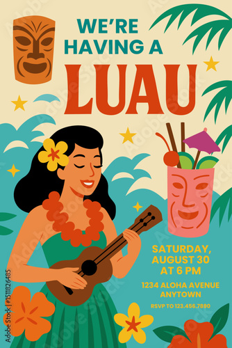 Hawaiian Luau Party Invitation