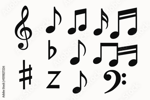 Musical notes and symbols: diverse sheet music elements for composition