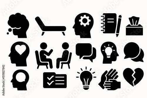 Counseling symbols: icons of therapy, communication, and mental health support