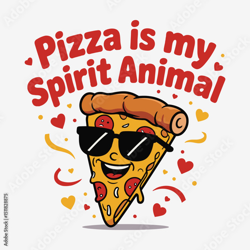 Pizza Is My Spirit Animal Sunglasses Hearts T Shirt Design