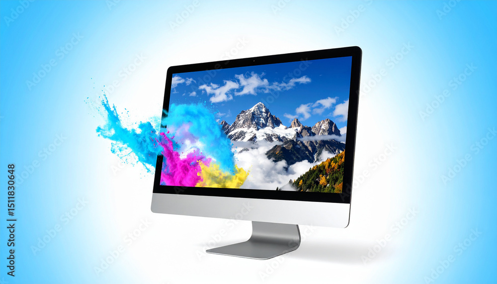 Artistic Paper Collage of iMac with Creative Elements Emerging from the Screen Artistic Paper Collage of iMac with Creative Elements Emerging from the Screen