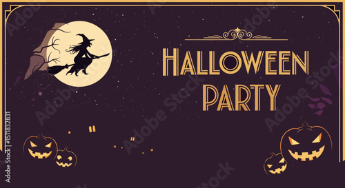 halloween party invitation template card vector illustration