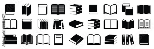 Black book icons collection. Set of book icons. Book symbol collection. vector