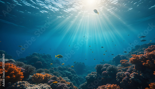 Wallpaper Mural Vibrant coral reefs underwater scene celebrating world reef awareness day. Horizontal banner. Copy space.  Torontodigital.ca