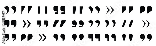 Black quote bracket icon collection. Set of black bracket quote symbol vector