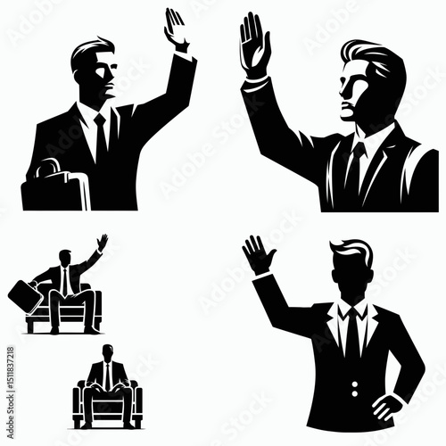 Businessman hailing ride. Business Finance Corporate Office Success Entrepreneur Clipart Line Art Vector Illustration. Executive summoning auto professional individual getting conveyance.