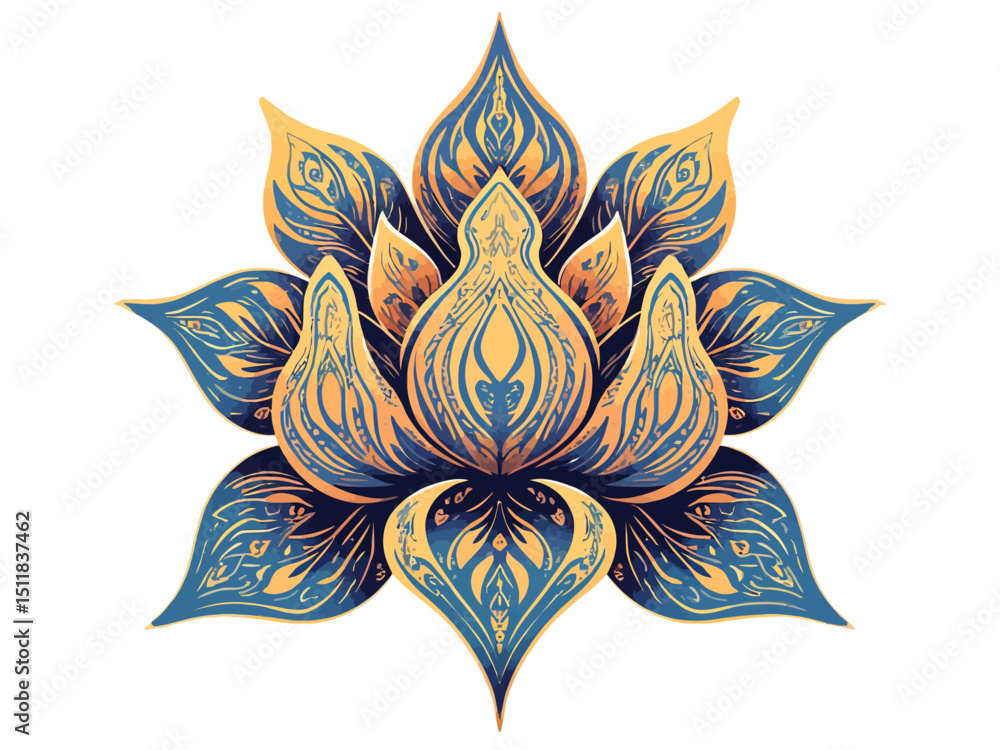 Lotus flower, ethnic art, patterned Indian paisley Lotus flower, ethnic art, patterned Indian paisley