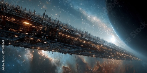 Fototapeta Naklejka Na Ścianę i Meble -  Sci Fi Space City in Orbit