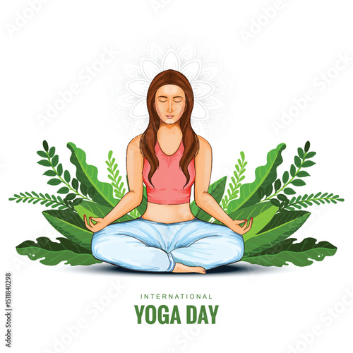 Artistic international yoga day background for peace and wellness