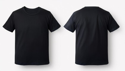 Blank black shirt mock up template, front and back view, isolated on white, plain t - shirt mockup