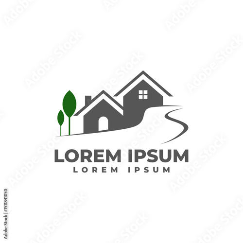 Residential Landscape Icon Logo Illustration
