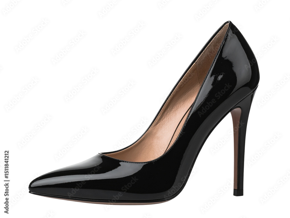 Elegant Black Stiletto Heel Shoe – Isolated on Transparent Background Elegant Black Stiletto Heel Shoe – Isolated on Transparent Background