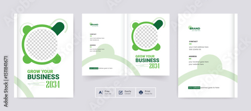Abstract Corporate business brochure cover page annual report book cover profile design template elegant modern editable text file