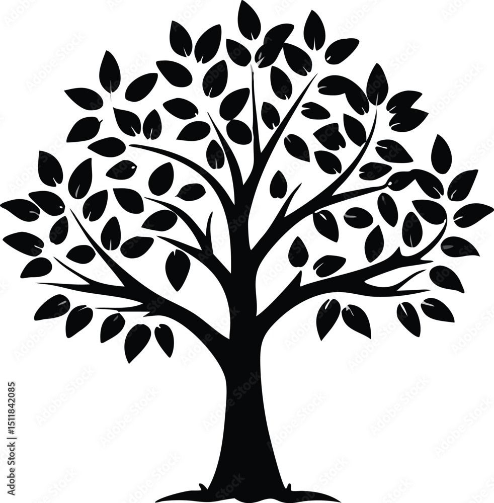 Fototapeta premium Eucalyptus trees icon set on white background. Stylized olive tree with lush green leaves. Decorative Stylized Tree Vector Set – Colorful Seasonal Trees with Leaves and Fruit for Nature vector design.
