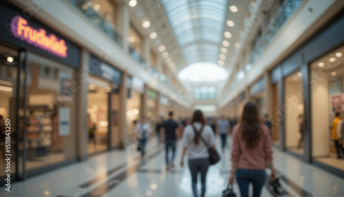 Wallpaper Mural People Walking in Shopping Mall with Many Shops and Bright Lights Torontodigital.ca