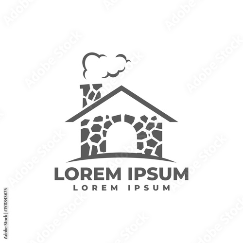 Stone Wall Landscape Logo Icon Vector Illustration