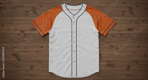 Wallpaper Mural Realistic Rendered Baseball Jersey with Raglan Sleeves Apparel Mockup on Wood Torontodigital.ca