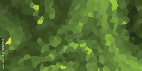 Abstract green mosaic background texture featuring geometric shapes and a variety of related hues from deep forest green to lighter shades suitable for website design.