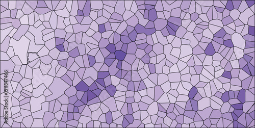 Abstract mosaic background featuring a geometric pattern with interconnected cells and a gradient of purple and lilac shades, perfect for modern design projects.