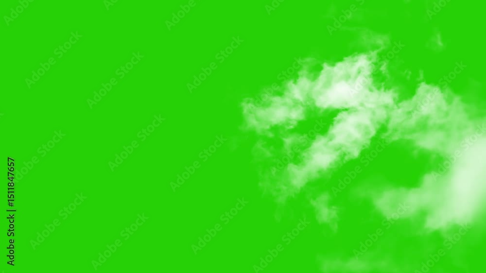 flying white Clouds animation moving on green screen chroma key with 4K ...