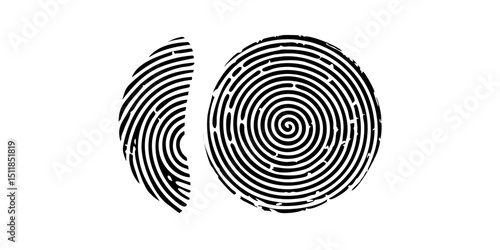 Fingerprint, biometric, identity icon set.Identification, or forensic analysis Detailed black vector fingerprint patterns for security,Four Fingerprint Icons Isolated on White Background