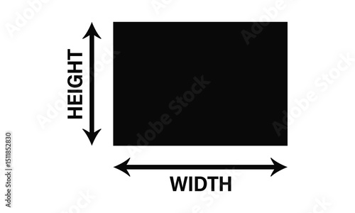 Height Width Arrows Rectangle Silhouette Icon