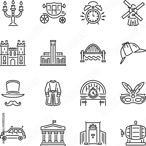 Pack of London City Line Style Icons 


