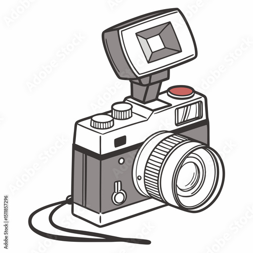 Stylish camera illustration with a flash, representing photography and creative expression