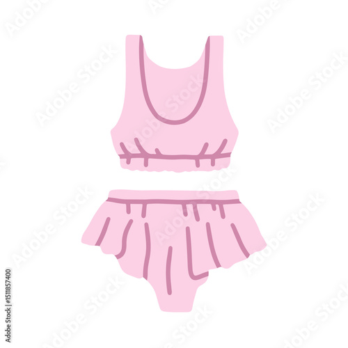 Bikini, women swimwear. Two-piece swimsuit with bra, panties with ruffles, fo...