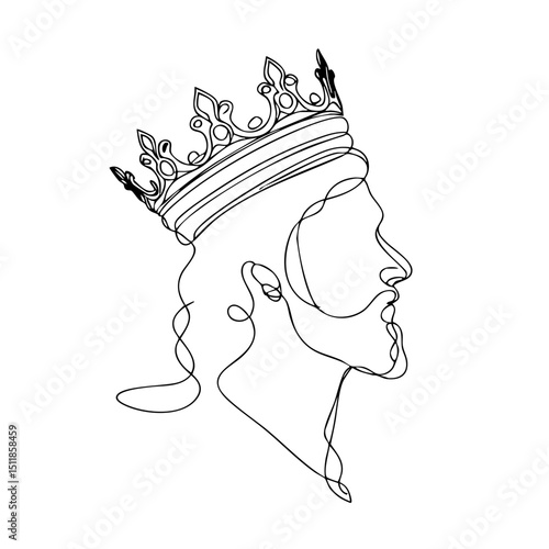 Continuous line drawing of King David wearing a crown  