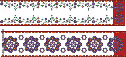 saree design illustration, white saree with red border, 