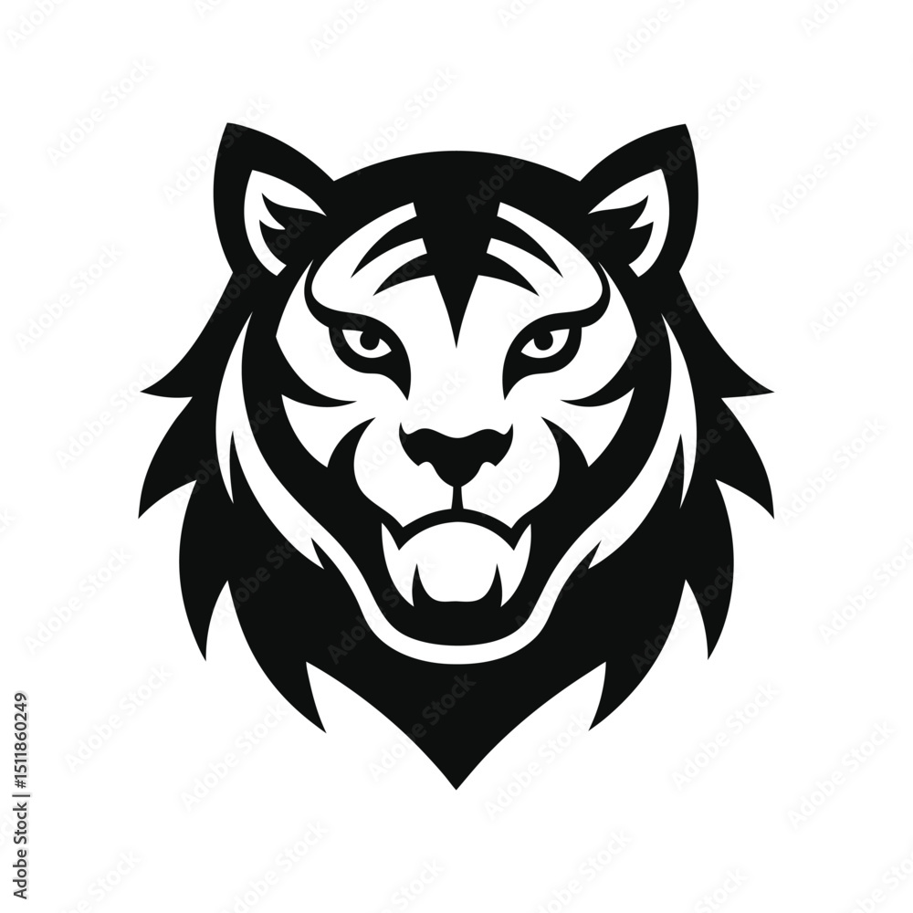 Obraz premium clean minimalist vector illustration of a tiger head mascot.eps