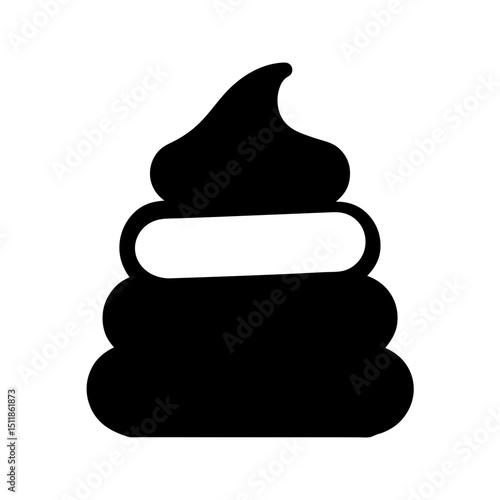 Single black poop emoji in a simple and humorous illustrative style