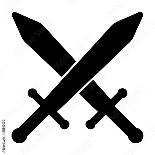 Black and White Image of Two Crossed Swords Symbolizing Conflict or Battle