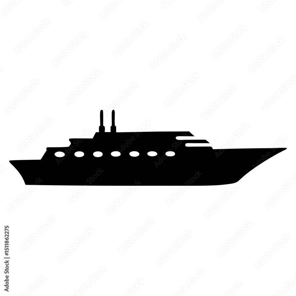 Obraz premium Silhouette of a large modern cruise ship cruising in open waters