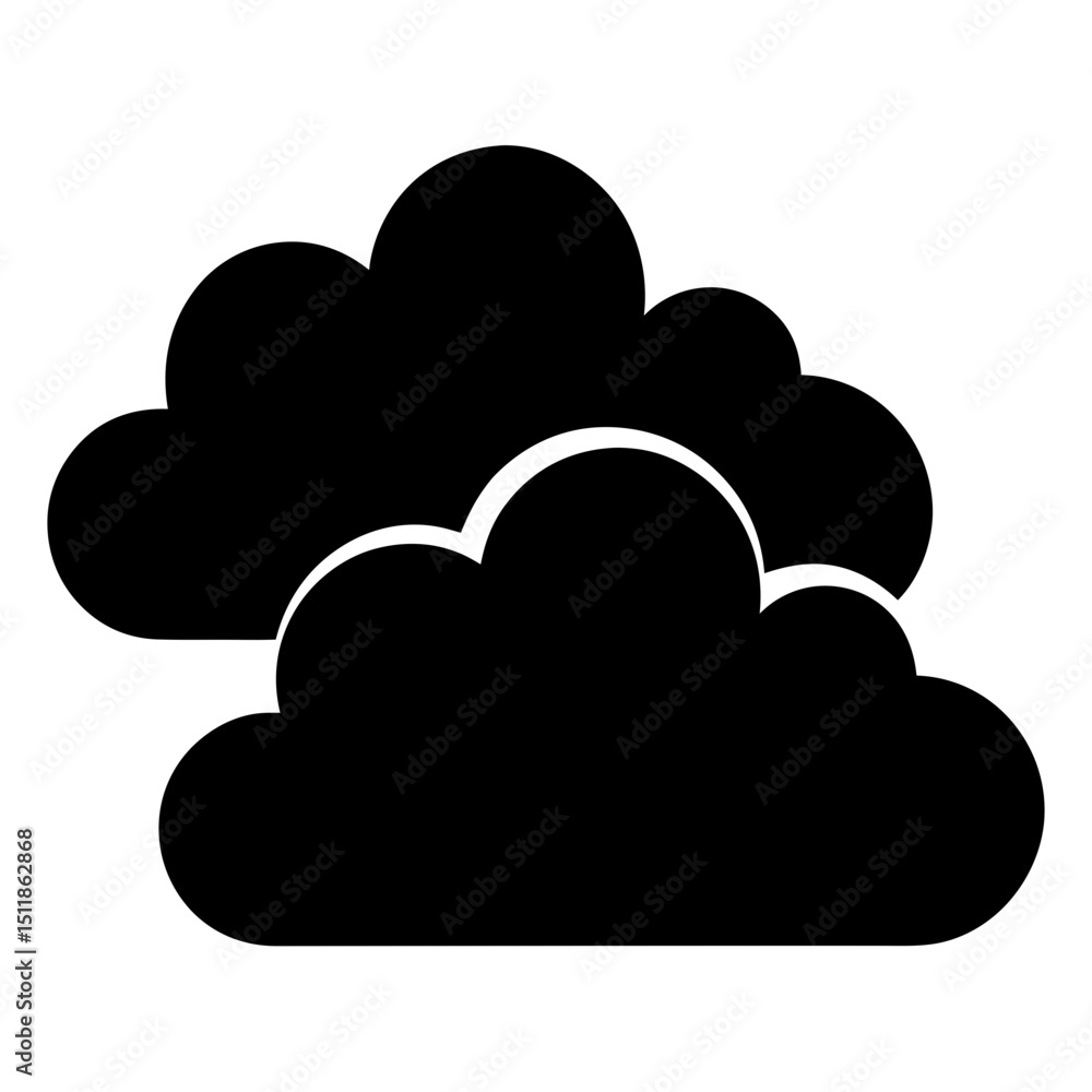 Two Fluffy Dark Clouds Floating Peacefully in the Sky Silhouette Graphic Two Fluffy Dark Clouds Floating Peacefully in the Sky Silhouette Graphic