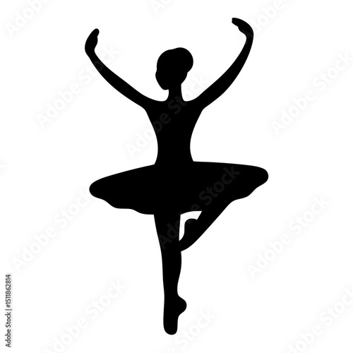 A stunning black silhouette of a ballerina gracefully performing on stage