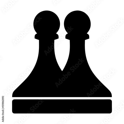 Double Chess Pawns Silhouette, Representing Strategy and Teamwork in a Board Game