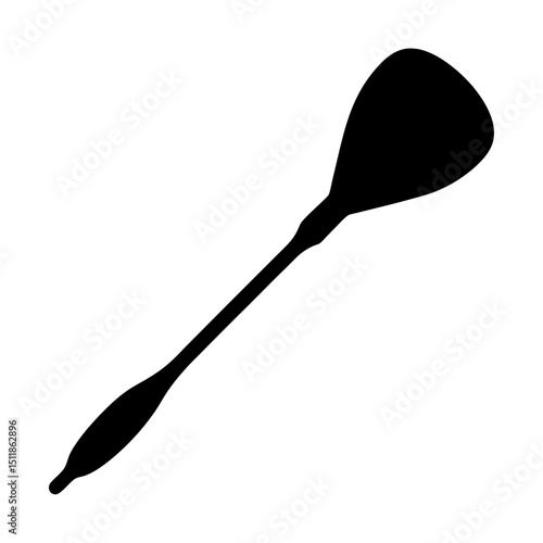 Isolated black silhouette of a paddle used for paddleboarding and kayaking