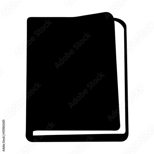 A Simple Black Book Icon with Slightly Opened Cover Illustration