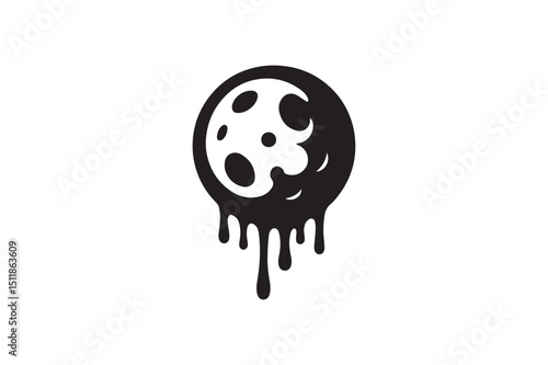 Blood moon silhouette vector art illustration on white background