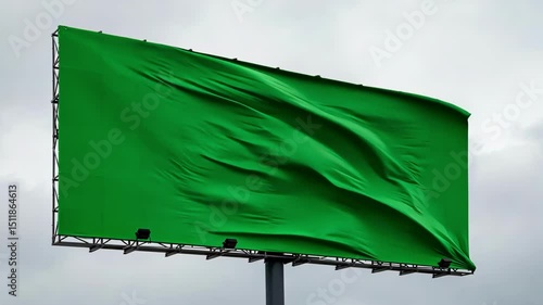 Billboard with green screen, ideal for advertising mockups.