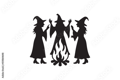 Coven circle silhouette vector art illustration on white background