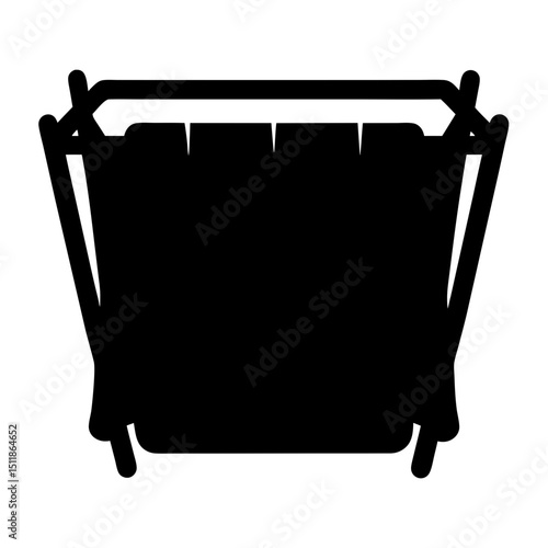 Silhouette of a black laundry basket stand with fabric liner showing