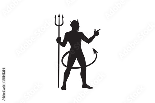Devil silhouette vector art illustration on white background